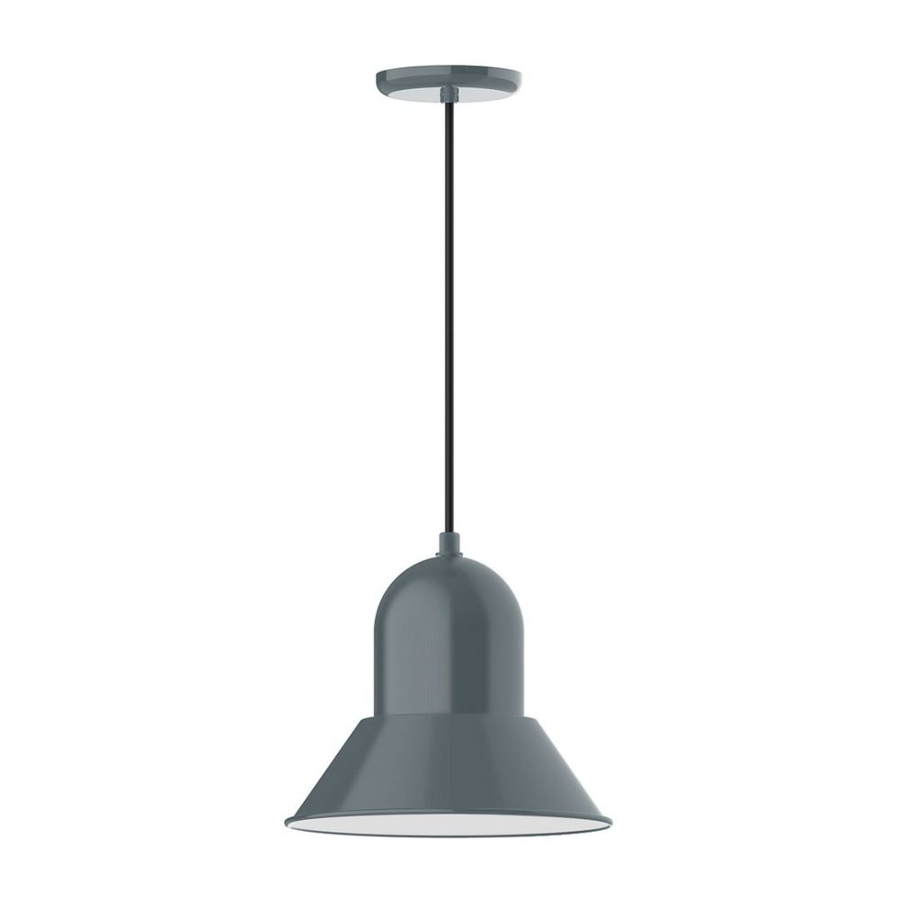 Montclair Lightworks PEB123-40-C16 12" Prima Shade, Pendant With Navy Mini Tweed Fabric Cord And Canopy, Slate Gray